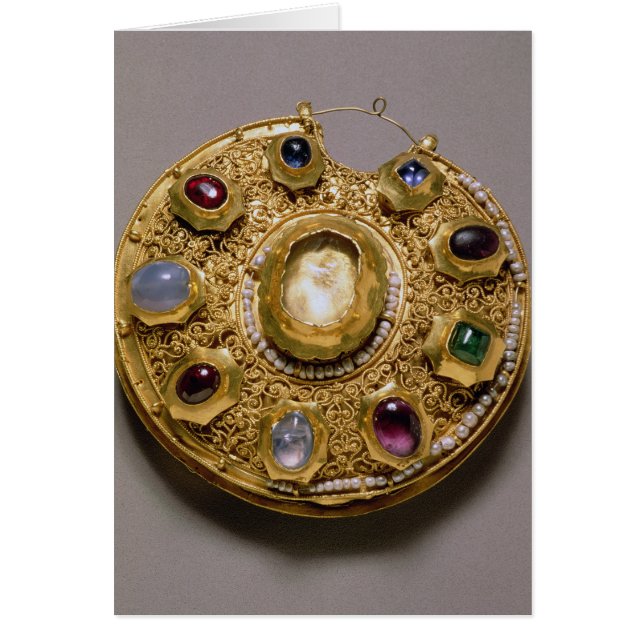 Kolt medallion, guld med pärlor och pärlor hälsningskort (Framsidan)