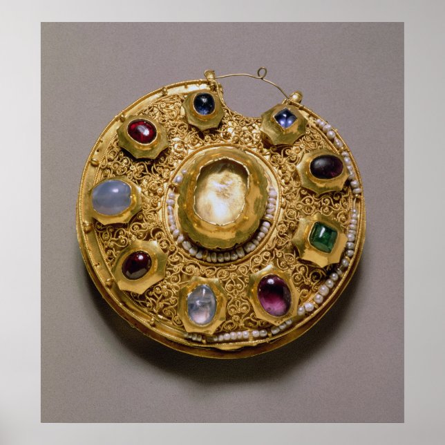 Kolt medallion, guld med pärlor och pärlor poster (Framsidan)