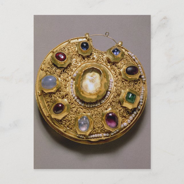 Kolt medallion, guld med pärlor och pärlor vykort (Framsida)