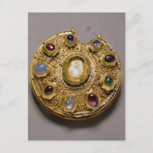 Kolt medallion, guld med pärlor och pärlor vykort