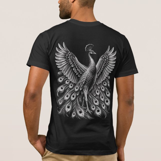 Koltecknad påfågel  t shirt (Baksida)