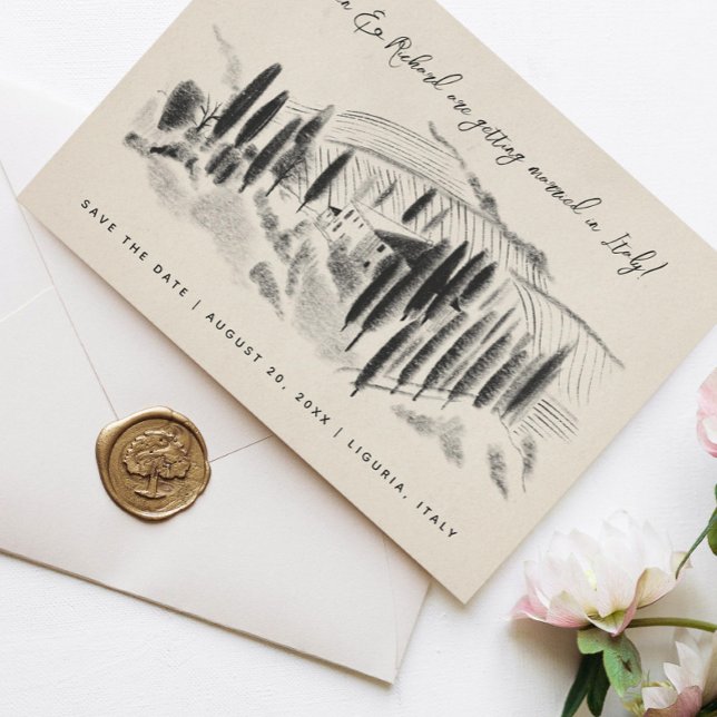 Kolteckning Italiensk vingård Spara datum Datumet (Skapare uppladdad)