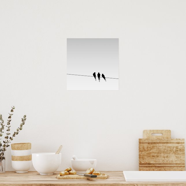 Koltrastars siluett på tråd mot gradient himmel poster (Kök)