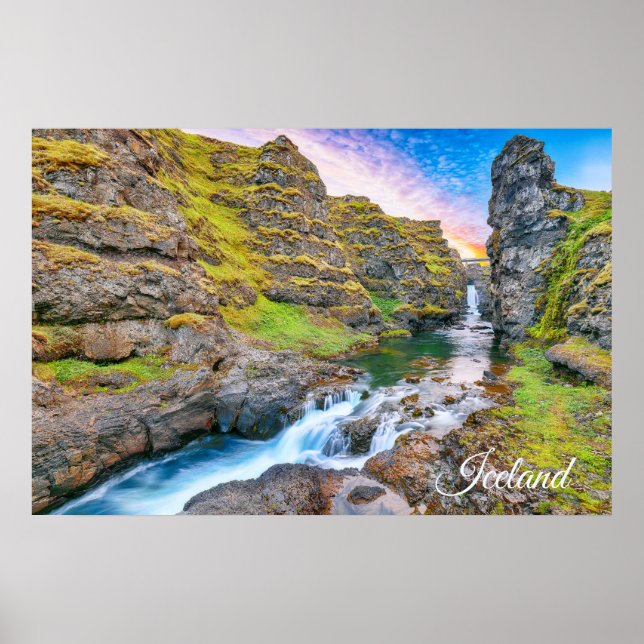 Kolufossar Waterfalls, Island Poster (Framsidan)