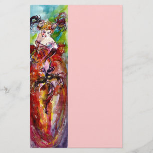 KOLUMBIN, rödblå grönt rosa Brevpapper