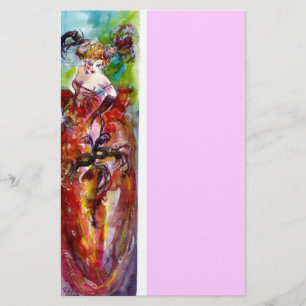KOLUMBIN, rödblå grönt rosa Brevpapper