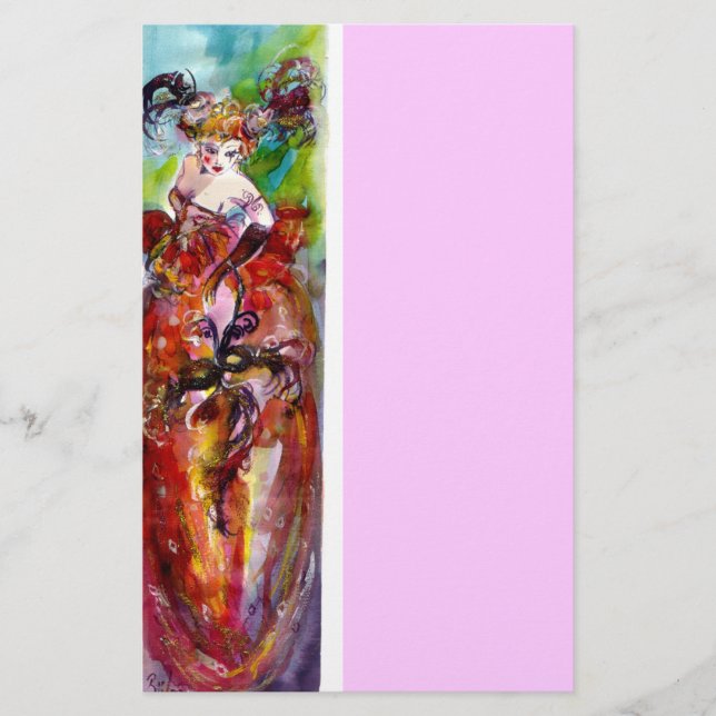 KOLUMBIN, rödblå grönt rosa Brevpapper (Framsida)