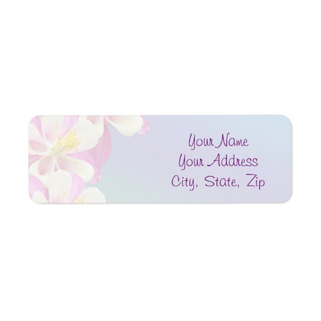 Kolumbine Flower Rosa & White Returadress Etikett (Framsidan)