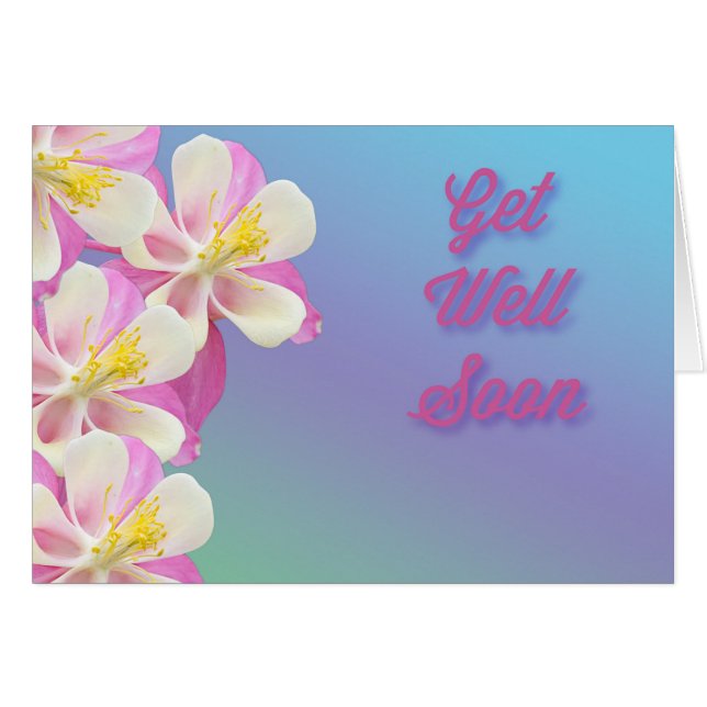 Kolumbine kommer snart snabbt fram, Rosa och vit Hälsningskort (Framsidan Horizontal)