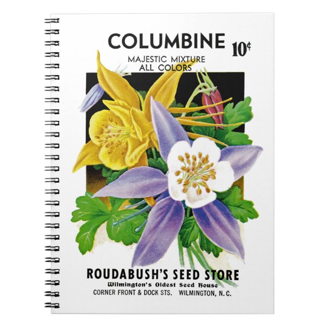 Kolumbine Seed Packet Label Anteckningsbok (Framsidan)
