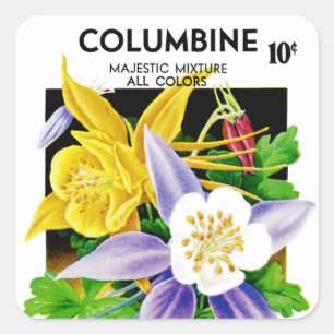 Kolumbine Seed Packet Label Fyrkantigt Klistermärke