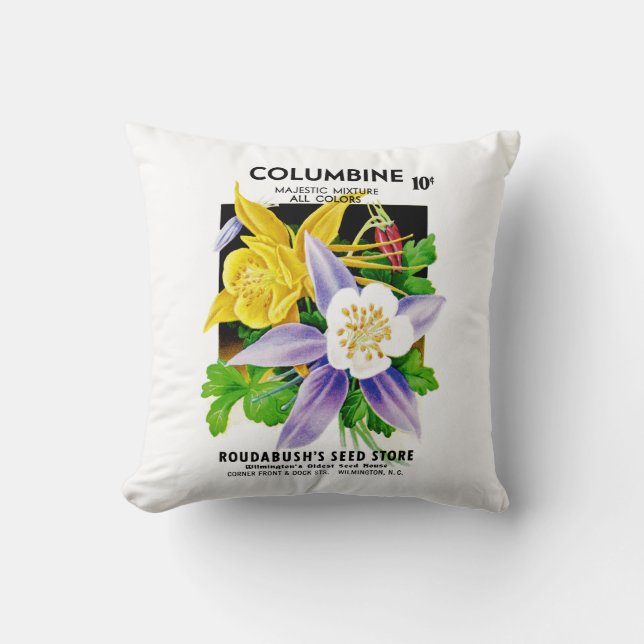 Kolumbine Seed Packet Label Kudde (Framsida)