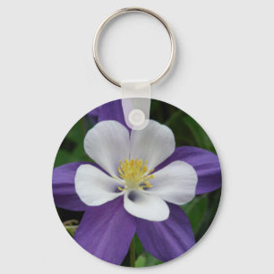 Kolumin-Lila och Vit blommiga nyckelkedja Nyckelring