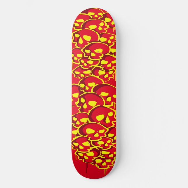 Kolumn med Döskallar Graffiti Mini Skateboard Bräda 18,5 Cm (Framsida)