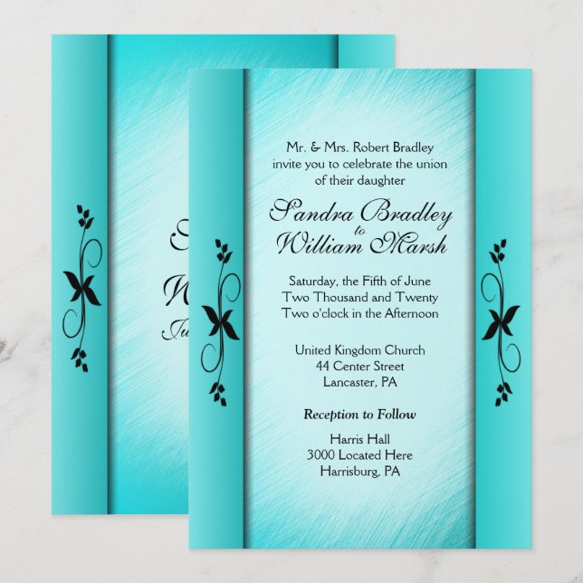 Kolumner Teal Blue Wedding Investigations Inbjudningar (Fram/baksida)