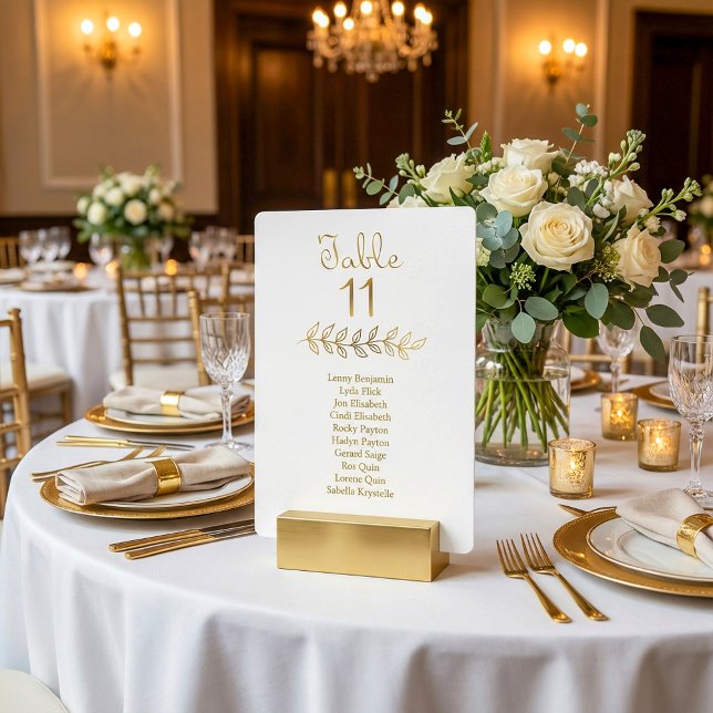 Kolumnerat Guld, effekt Bordsnummer 11 Sätesdiagra (Columned Gold effect Table Number 11 Seating Chart)