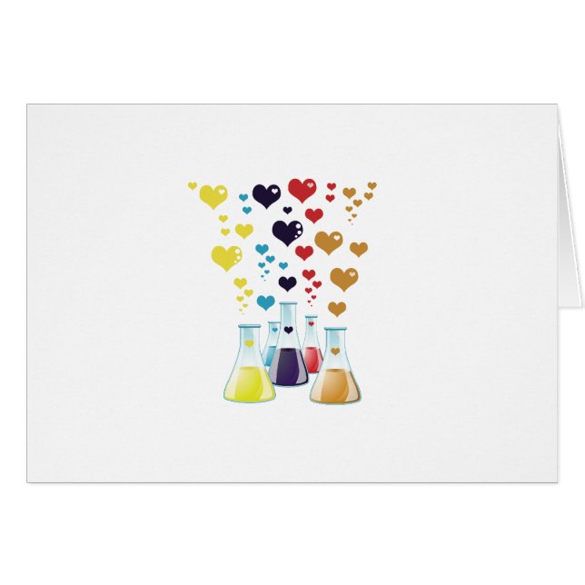 Kolv, Erlenmeyer, bägare, kemi, laboratorium Hälsningskort (Framsidan Horizontal)
