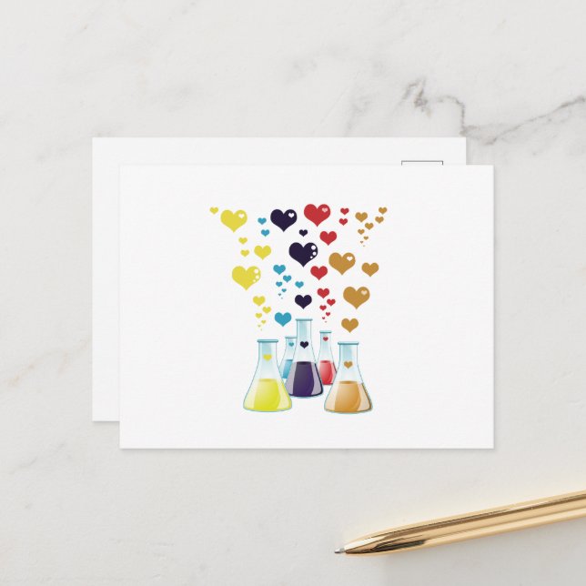 Kolv, Erlenmeyer, bägare, kemi, laboratorium Helg Vykort (Fram/Back In Situ)