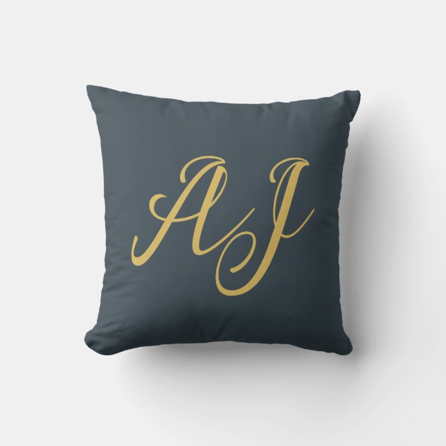 Kolv Gull Färg Monogram Professionell Initial Kudde (Framsida)