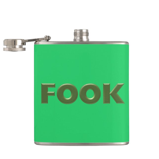 Kolv med fook-grönt inslagen fickplunta (Öppnad)