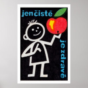 Kolvfigur som håller Apple Matchbox konsttryck Poster
