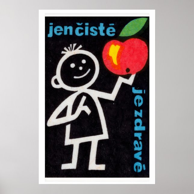 Kolvfigur som håller Apple Matchbox konsttryck Poster (Framsidan)
