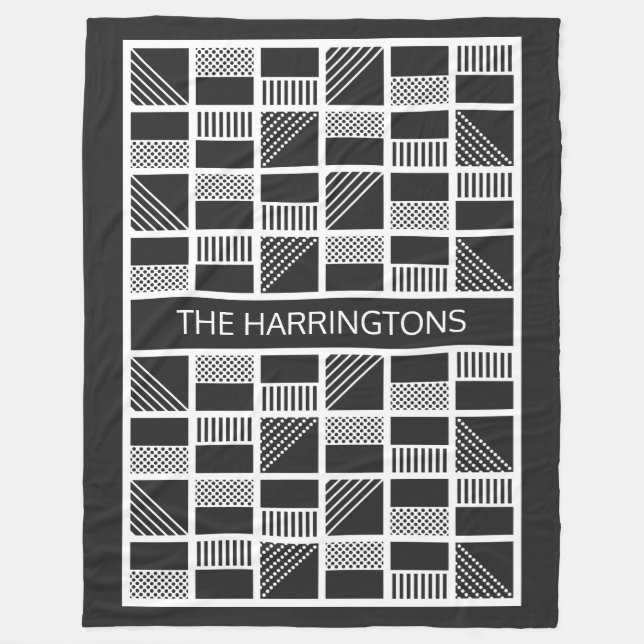 Kolvfiltar i Geometric Squares anpassningsbar mono Fleecefilt (Framsidan)