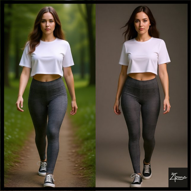 Kolvgrå Vävd Glitch-strukturerad Plaid Leggings (Skapare uppladdad)