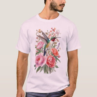 Kolvibri Botanisk Akvarell Vektor Konst T Shirt