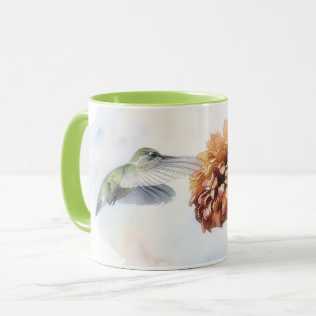 Kolvibri Konst och Blomma Natur Mugg Kopp (Framsida vänster)