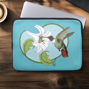 Kolvibri Lily Blå Art Nouveau  Laptop Fodral