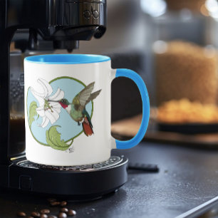 Kolvibri Lily Blå Art Nouveau Mugg