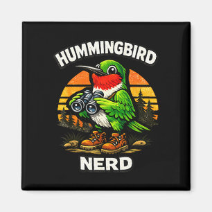 Kolvibri nörd rolig fågelskådning vintage retro magnet