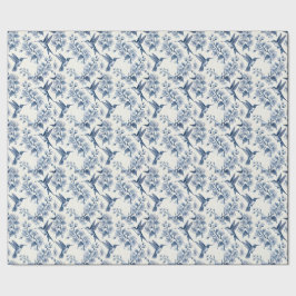 Kolvibri och grenar Blå Toile Chinoiserie Presentpapper