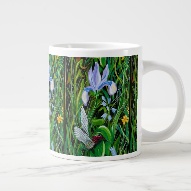 Kolvibri och Iris kaffekopp Jumbo Mugg (Höger)