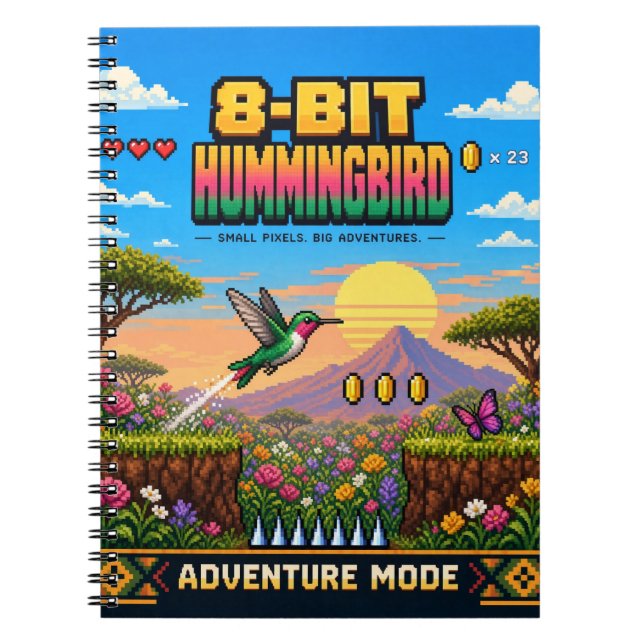 Kolvibri, Retro 8-Bitars Pixelkonst Anteckningsbok (Framsidan)