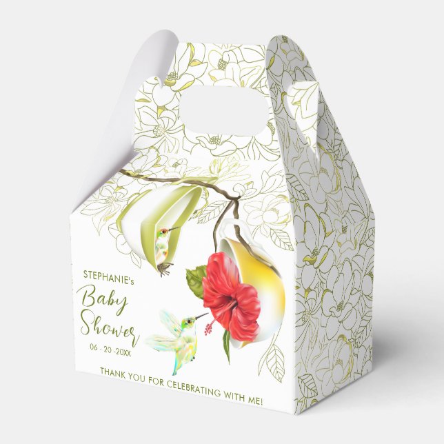 Kolvibri Tekopp Blommig Presentaskar (Framsidan Sidan)