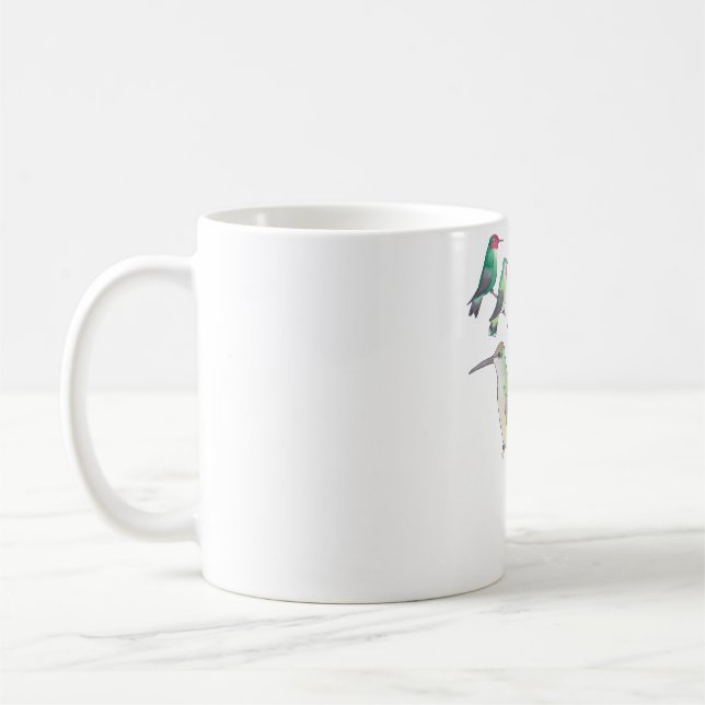 Kolvibrilarter akvarell konst kaffemugg (Vänster)