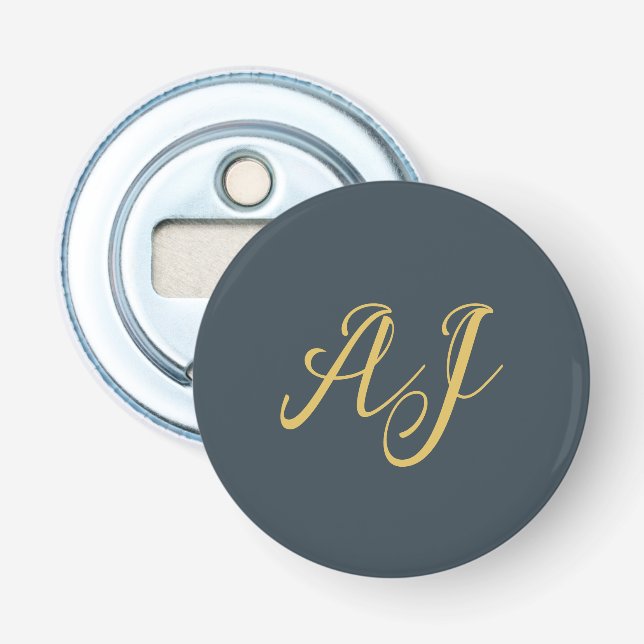Kolvild guld Färg Monogram Professionell Initial Flasköppnare (Framsidan)