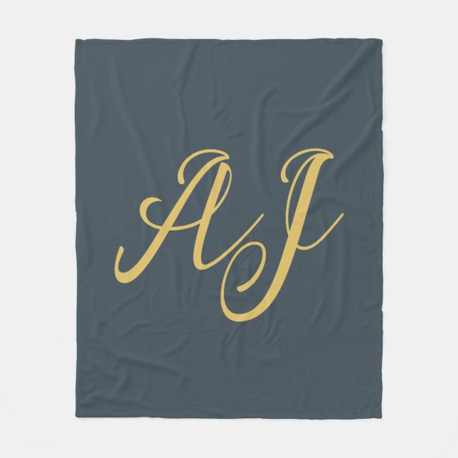 Kolvild Guld Färg Monogram Professionell Initial Fleecefilt (Framsidan)