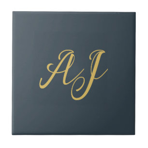 Kolvild guld färg monogram professionell initial kakelplatta