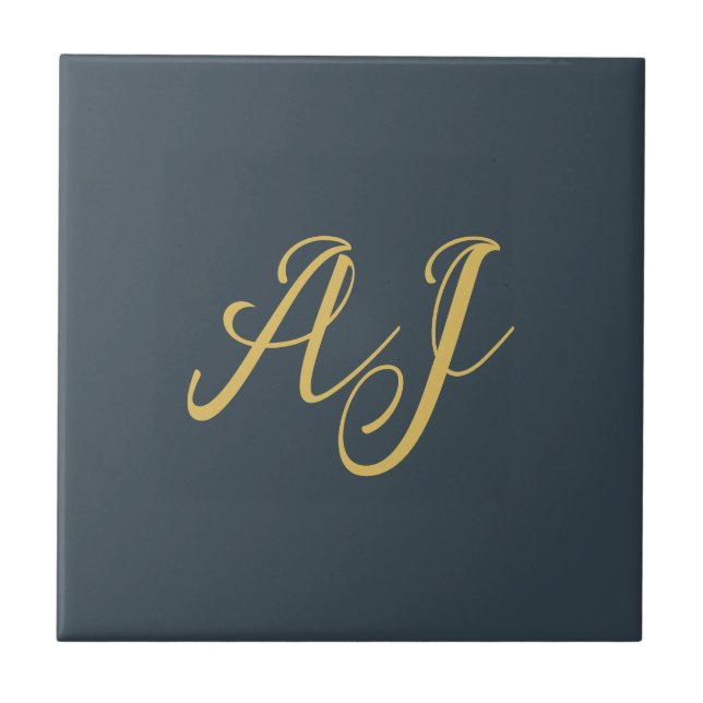 Kolvild guld färg monogram professionell initial kakelplatta (Framsidan)