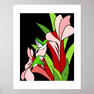Kolvinkonsttryck med blomma poster