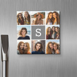 Kolvita 8 Photo Collage Anpassningsbar Monogram Magnet<br><div class="desc">Du kan använda 8 kvadratiska eller Instagram-foton för den här designen. Använda 8-kvadratfoton som skapar en unik och personlig gåva. Eller så kan du behålla hipstervalpen och göra ett trendig till keepy. Om du behöver justera bilder klickar du på verktyg för att anpassa ändringar.</div>