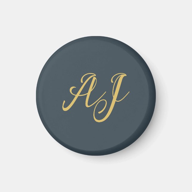 Kolvördad guld färg monogram professionell initial magnet (Framsidan)