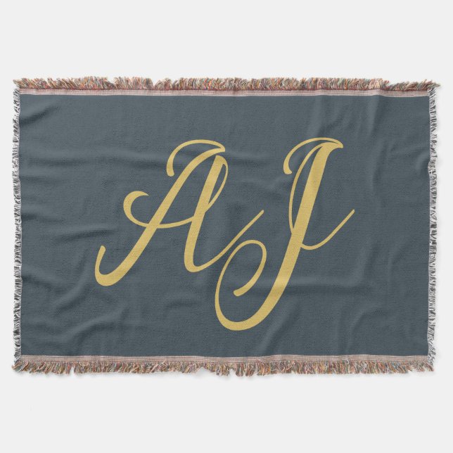 Kolvrid guld färg monogram professionell initial filt (Framsidan)