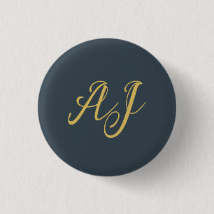 Kolvrid guld färg monogram professionell initial knapp