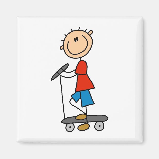 Kolvstickfigur på scooter magnet (Framsidan)
