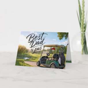 Kolvstickfigur Pappa Golfare i en Golfkärra Kort