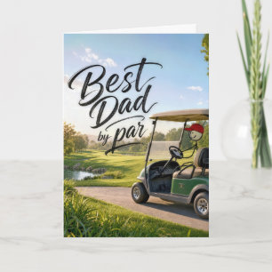 Kolvstickfigur Pappa Golfare i en Golfkärra Kort